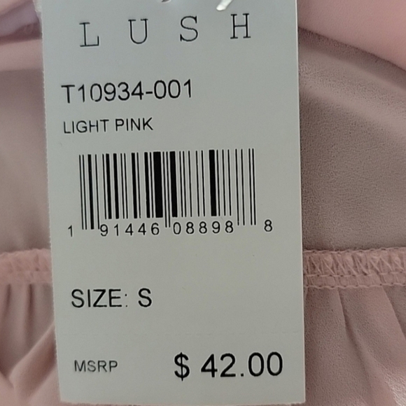 LUSH Pink Relaxed Mandarin Collar Blouse Size Small - Picture 4 of 4